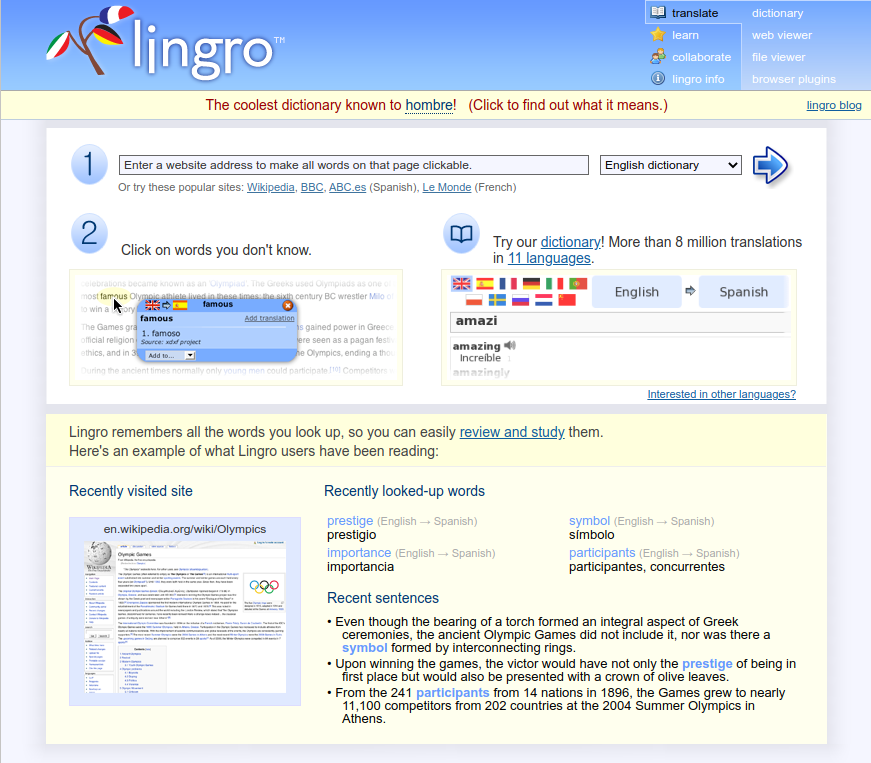Lingro project screenshot
